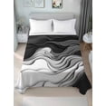 thumbnail image 4 of Twin XL Flat Sheet 66"x102", Black Grey Ombre Soft Lightweight Bedding Flat Sheets Only, Abstract Modern Geometric Moire Art Brushed Microfiber Top Bed Sheet, Breathable StainResistant Bedsheets, 4 of 9