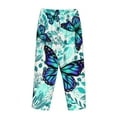 thumbnail image 5 of Bingfone Pajamas For Women,Blue Floral With Butterflies Pajama Pants With Pockets-Large, 5 of 9