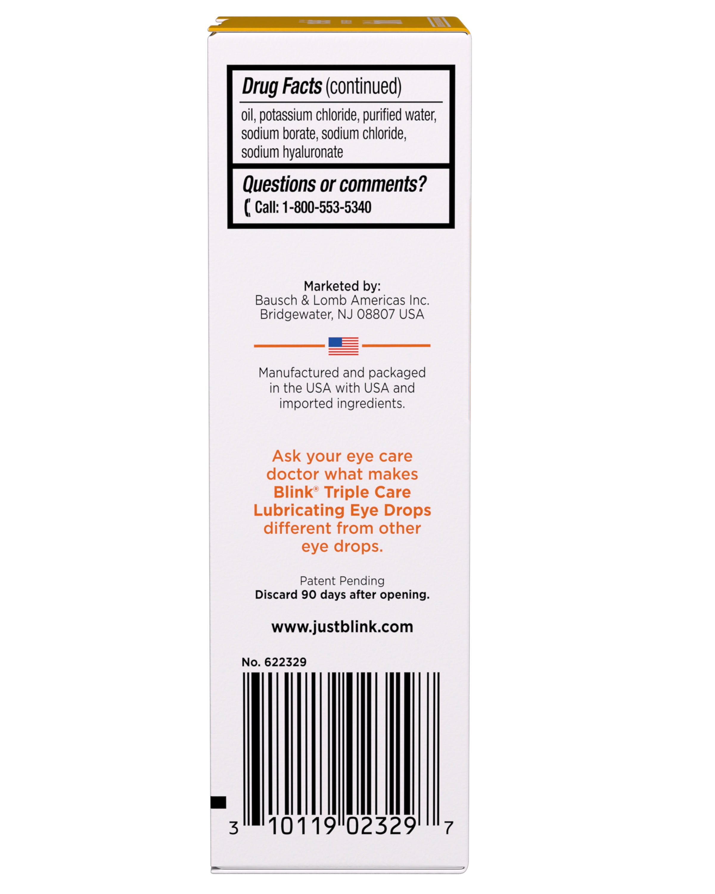 Blink Triple Care Preservative Free Lubricating Eye Drops, 3-in-1 Relief for Dry Eyes with Hyaluronic Acid, 0.34 FL OZ - 3 Pack