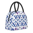 thumbnail image 2 of YFYANG Portable Waterproof Insulated Lunch Bag, Ikat Blue Watercolor Texture Reusable Cooler Bag / Picnic Bag for Adults Teens, 2 of 9