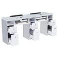 thumbnail image 2 of NOVA I Double Manicure Table (With Vent Pipes) Nail Station for Beauty Salon Furniture & Equipment, Marble Top Acetone Resistant, Modern White/Gray, 2 of 5