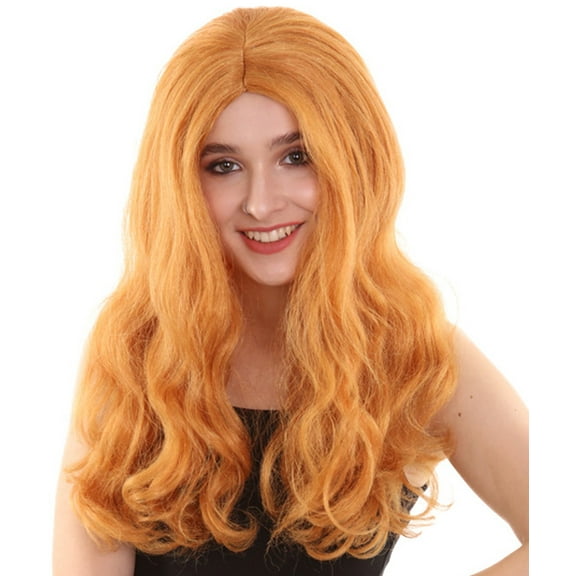 Adult Women's Orange Color Wavy Medium Length Trendy Wig