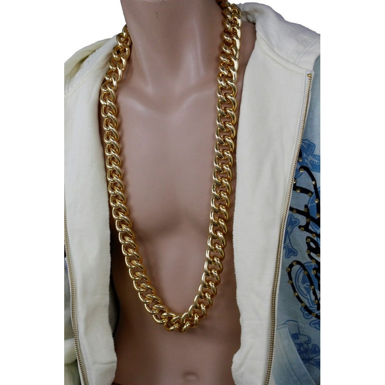 Fashion Unisex Necklace Gold Metal Chains Extra Long Chunky Thick Links Walmart