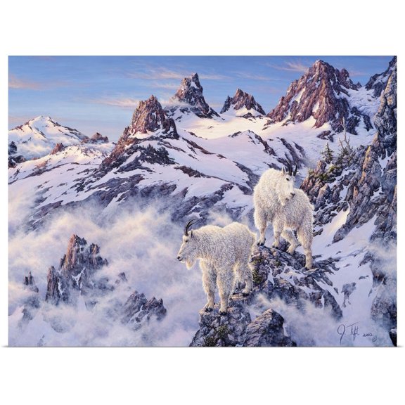Great BIG Canvas | Rolled Jeff Tift Poster Print entitled Among The Clouds - Mtn. Goat
