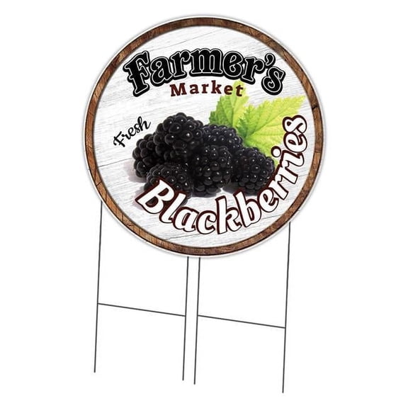 SignMission C-36-CIR-DS-WS- Blackberries 36 in. Double Sided Corrugated Circular Plastic Sign - Farmers Market Blackberries