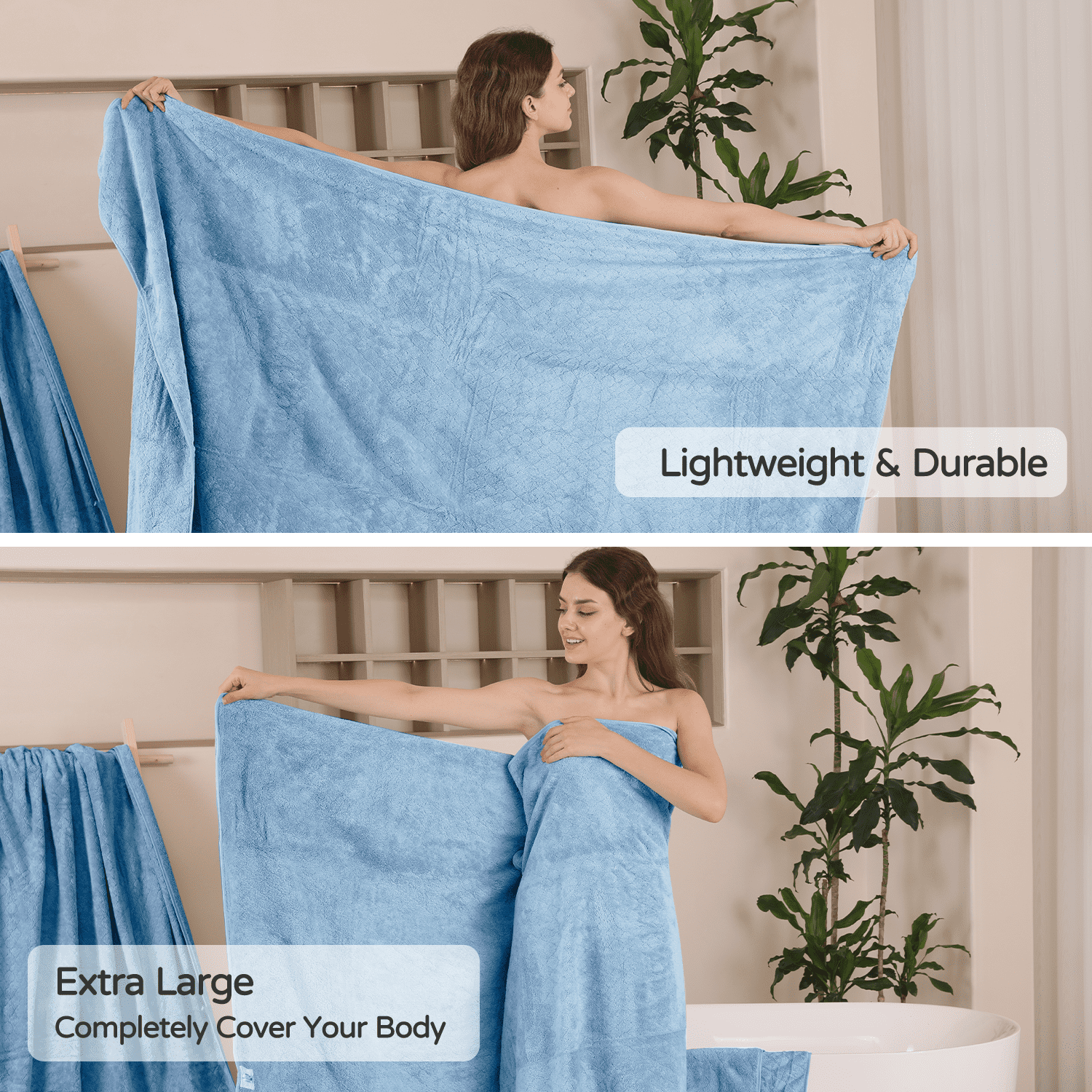 Beartech 4 Pack Microfiber Bath Towels Set - Soft Bathroom Towels,Lightweight Towels Highly Absorbent Family Towels, Quick Dry & Less Lint Shower towels for Hotel, Spa-Blue