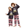 thumbnail image 4 of Matching Family Pajamas Sets Christmas PJ's Letter Plaid Printed Long Sleeve Tee and Bottom Loungewear or One-Piece Jumpsuit, 4 of 7