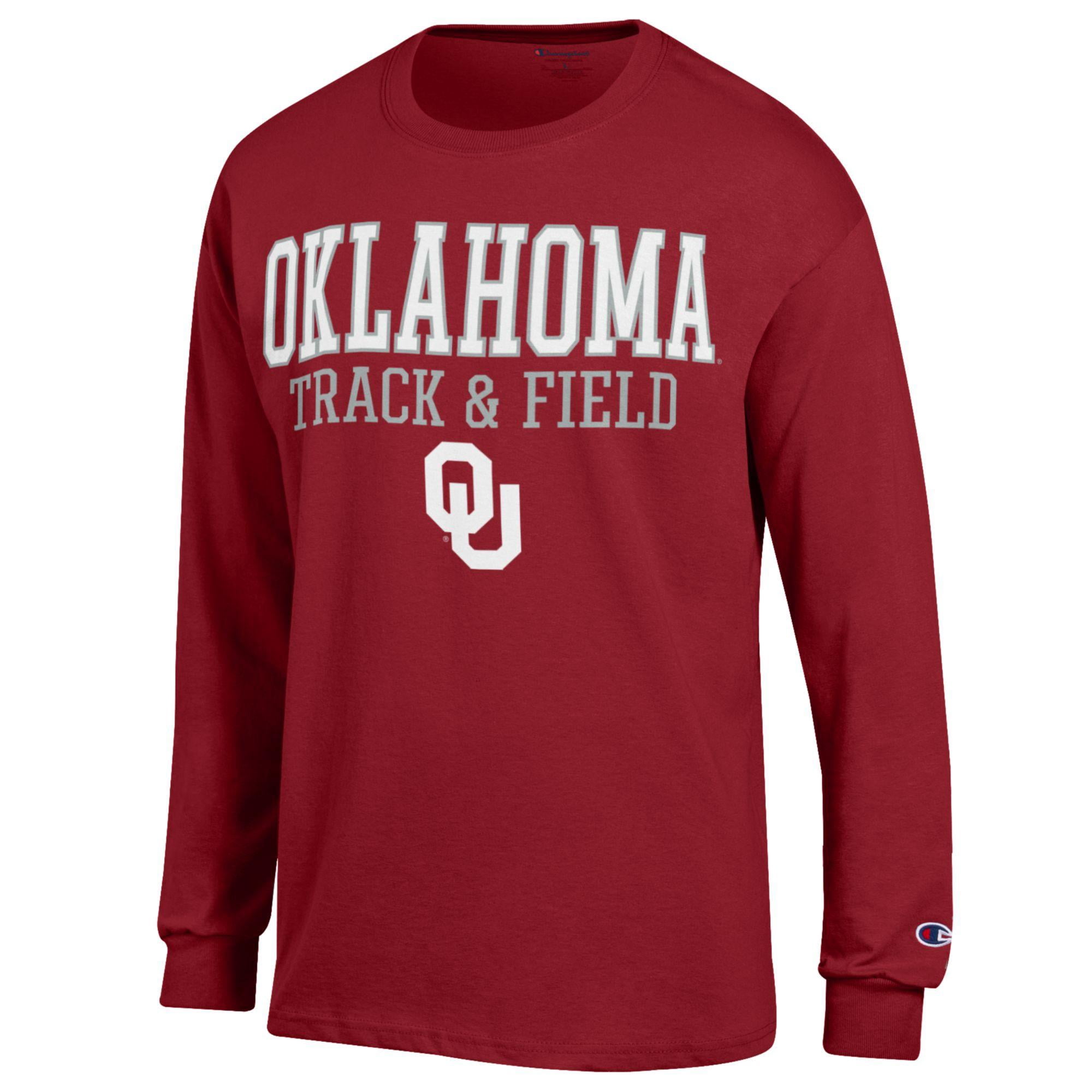 Men's Champion  Crimson Oklahoma Sooners Track & Field Stack Long Sleeve T-Shirt