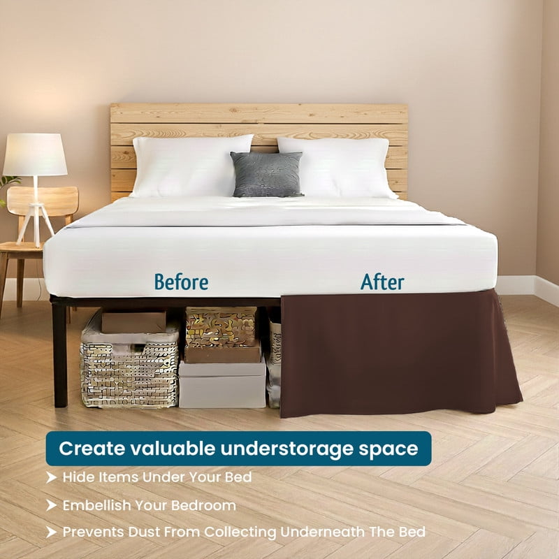 King Tailored Style Bed Skirt, 16" Drop Length, Soft 100% Microfiber, Quadruple Pleated Tailored Design, Hotel Quality, Chocolate Solid
