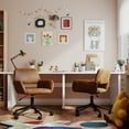thumbnail image 2 of Homy Casa Kids Study Chair - Adjustable Height Swivel Task Chair with Armrests for Homework Play Room, Brown Faux Suede, 2 of 11
