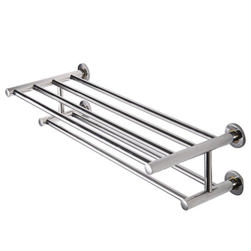 New Wall Mounted Towel Rack Bathroom Hotel Rail Holder Storage Shelf