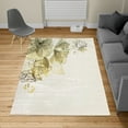 thumbnail image 2 of Flowers Turkish Area Rug, Buds Leaf at the top Left Corner Season Celebrating Theme Illustration, Soft Carpet for Living Room Decor, 6.6' X 9.6', Sepia Pastel Yellow, by Ambesonne, 2 of 4