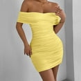 thumbnail image 4 of Otvok Womens Spring and Summer Dresses One-Shoulder Fashion Tight-Fitting Body-Hugging Dress, 4 of 6