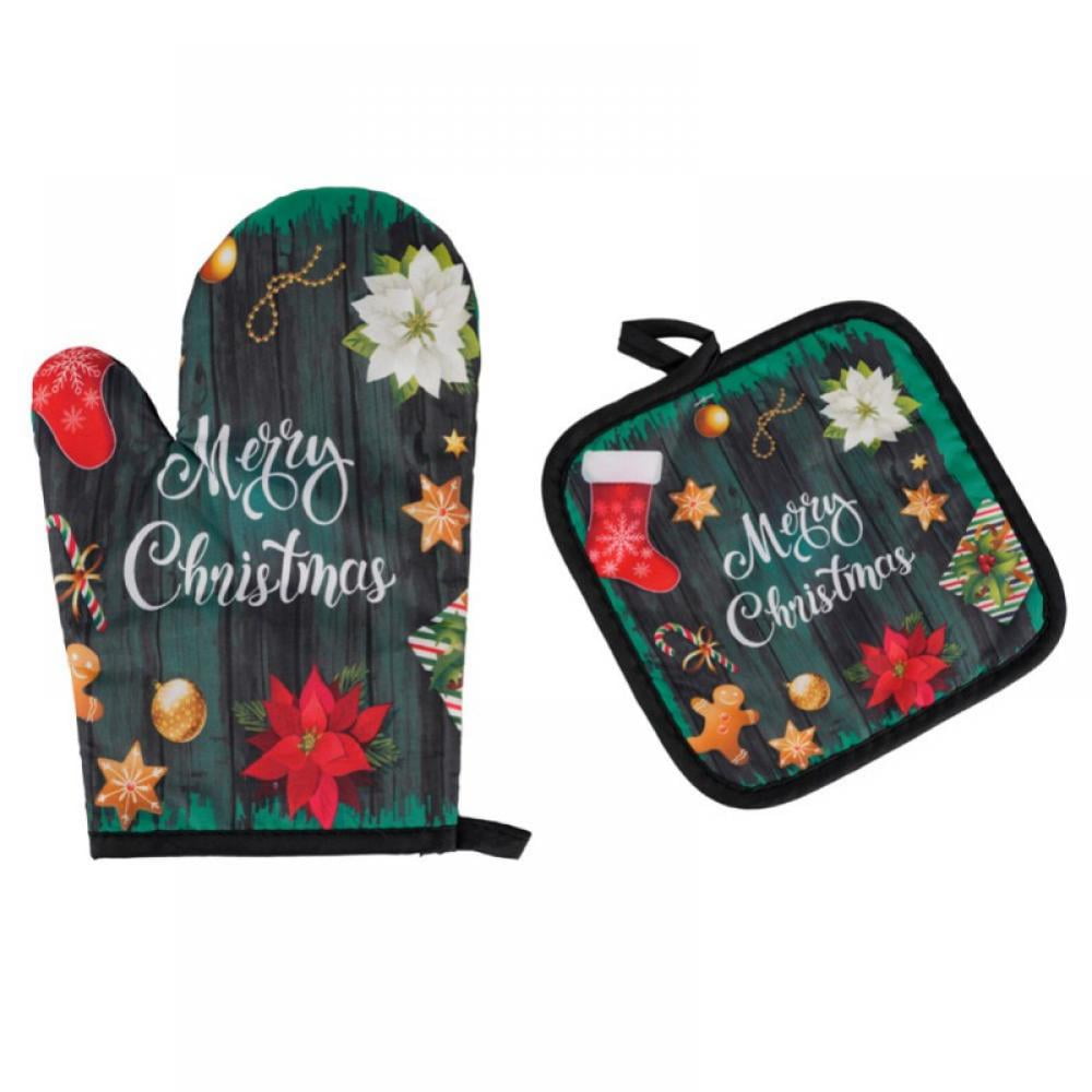 Christmas Winter Oven Mitts and Pot Holders Set Funny Snowflake Xmas