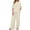 Beige, variant on Bosfbaoi Two Piece Sets for Women Linen Blend Relaxed Fit Outfit Set Short-sleeved Top Wide Leg Pants Vacation Matching Set Summer Outfits