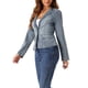 thumbnail image 4 of Chaqueta de mezclilla elástica para mujer INSPIRE CHIC con solapa, un botón y mangas largas en gris azul, 4 of 6