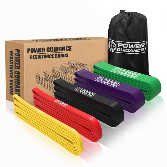 POWER GUIDANCE Pull Up Assist Resistance Bands, 5‑Level Latex Exercise Bands for Mobility, Stretching, Powerlifting & Home Gym Workouts