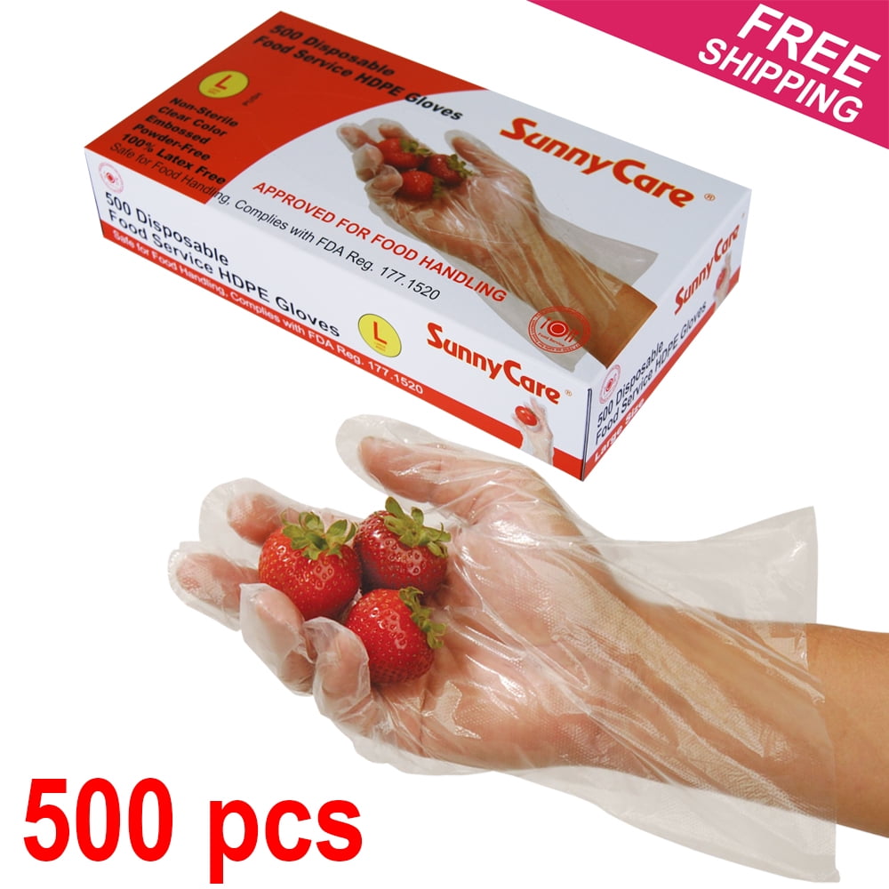 500pcs Poly HDPE Food Handling Service Gloves (Latex Vinyl Free) - Size ...