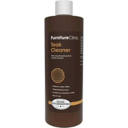 Furniture Clinic Teak Cleaner | For Outdoor Patio Furniture Such as Teak & Other Wood Types | Clean, Remove, Dirt, & Other Stains | Restore Treated and Untreated Wood (17oz / 500ml)
