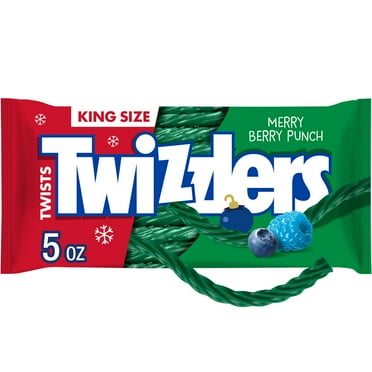 Twizzlers Twists Merry Berry Punch Flavored King Size Christmas Candy, Bag 5 oz