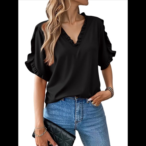 Tops de Verano para Mujer Negros L