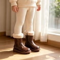 thumbnail image 6 of Kids Cozy Fleece Trim Mid‑calf Boots, Winter Warm Side Zip‑up Leather Boots, 6 of 7
