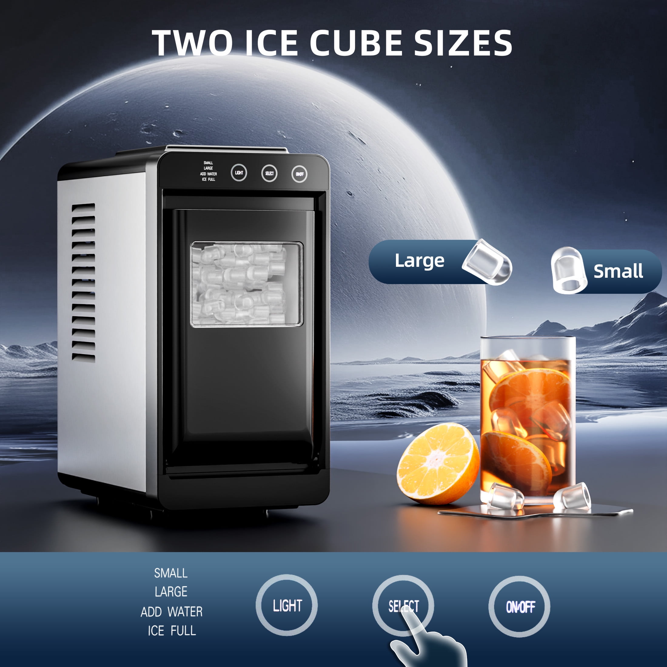 Auseo Countertop Ice Maker Portable, 26 lbs/Day, 8Pcs in 6Mins, Auto-Cleaning, Ice Machine with Ice Scoop, for Home/Office/Party