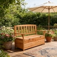 thumbnail image 3 of Zimtown 44" Outdoor Cedar Storage Bench with Backrest and Armrest, Large Patio Deck Box for Garden Tools and Cushions, 3 of 11