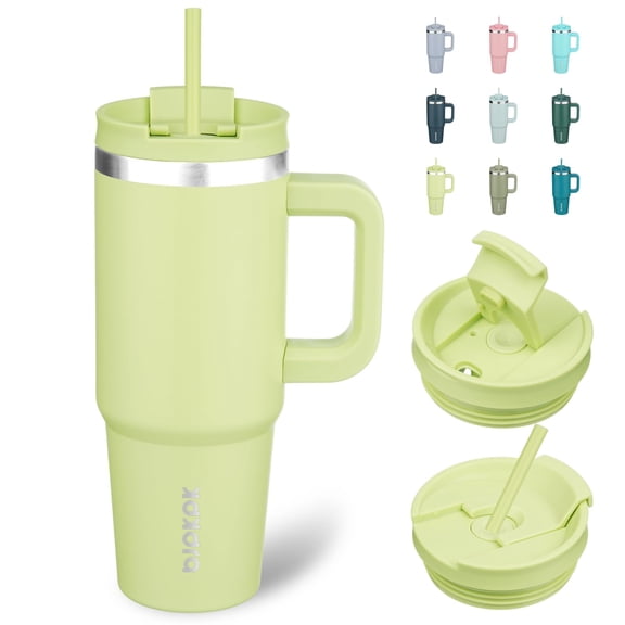 BJPKPK Tumbler With Handle And Straw 30oz Insulated Tumbler Cups With Lid Stainless Steel Travel Coffee Mug,Macaron Green