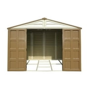 DuraMax 10.5ft x 13ft Woodbridge Plus Plastic Vinyl Outdoor Shed w/ Foundation Kit & Window