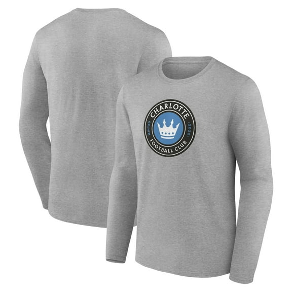 Men's Gray Charlotte FC Official Logo Long Sleeve T-Shirt