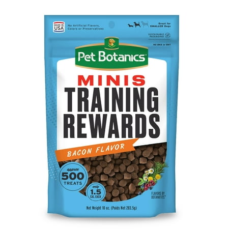 Pet Botanics 10 oz. TGF4 Pouch Training Rewards Mini Soft & Chewy  Bacon Flavor  with 500 Treats Per Bag  The Choice of Top Trainers