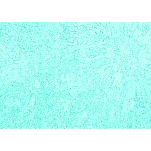 Ahgly Company Machine Washable Indoor Rectangle Solid Turquoise Blue Modern Area Rugs, 2' x 4'