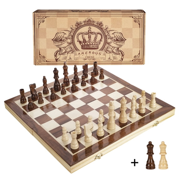 Amerous Magnetic Wooden Chess Set, 15 inches