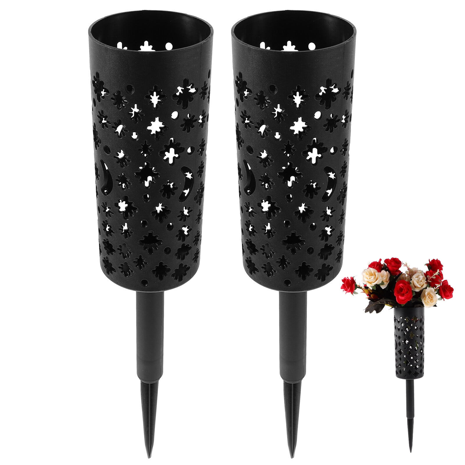 2Pcs Cemetery Vase Grave Vase with Stake Cemetery Flower Vase Grave