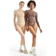 thumbnail image 2 of Women Double Lined Fitted Basic T Shirts Crew Neck Long Sleeve Crop Top, 2 of 6