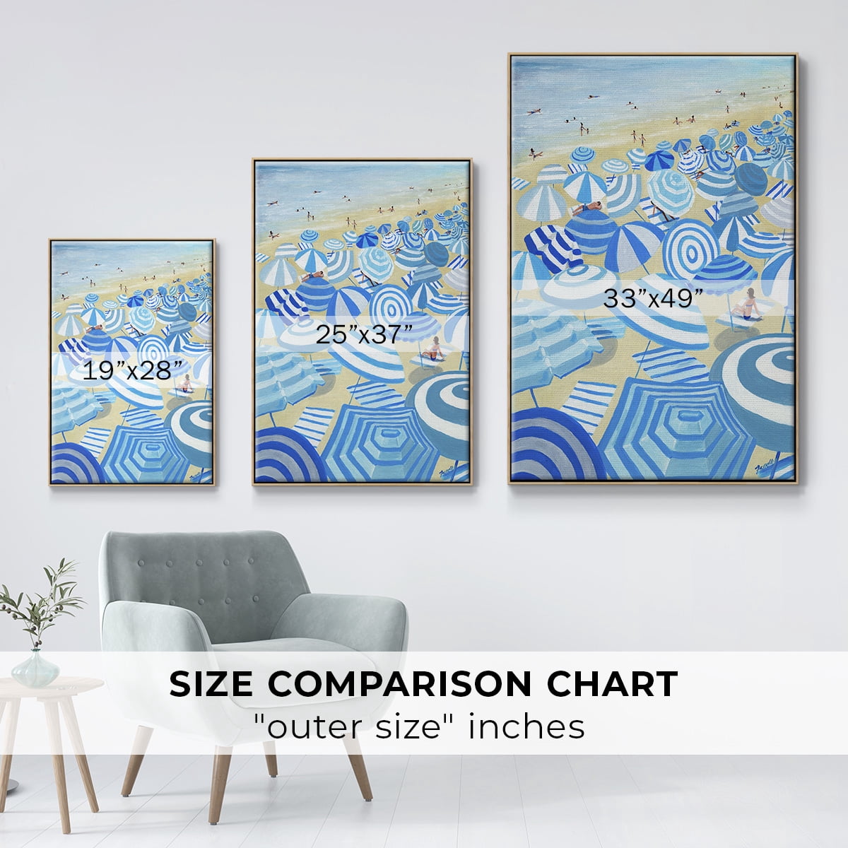 Sky Blue Beach Framed Premium Gallery Wrapped Canvas - Ready to Hang