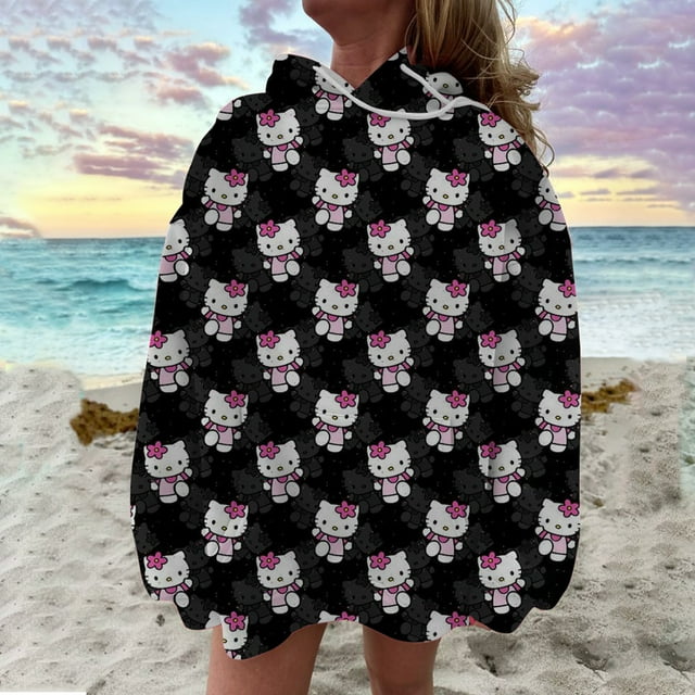 Hello Kitty Chandail à Capuchon Femme Doux Mignon Imprimé Dessin Animé Nouvelle Mode Ample Décontracté Capuche Design Simple Niche Pullovers Polyvalents