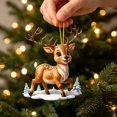 thumbnail image 6 of Hyknon Cute Acrylic Christmas Ornaments Pendant, Clear 2D Flat Festive Decor with Hanging Rope, Thick Reindeer Rearview Mirror Pendant, Portable Hanging Decor for Xmas Tree Car Backpack Holiday Gifts, 6 of 7
