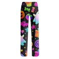thumbnail image 4 of Orange Wide Leg Pants for Women Stretch Drawstring Lounge Pants, Soft Casual Wide Leg Pjs Sleep Bottoms M, 4 of 5