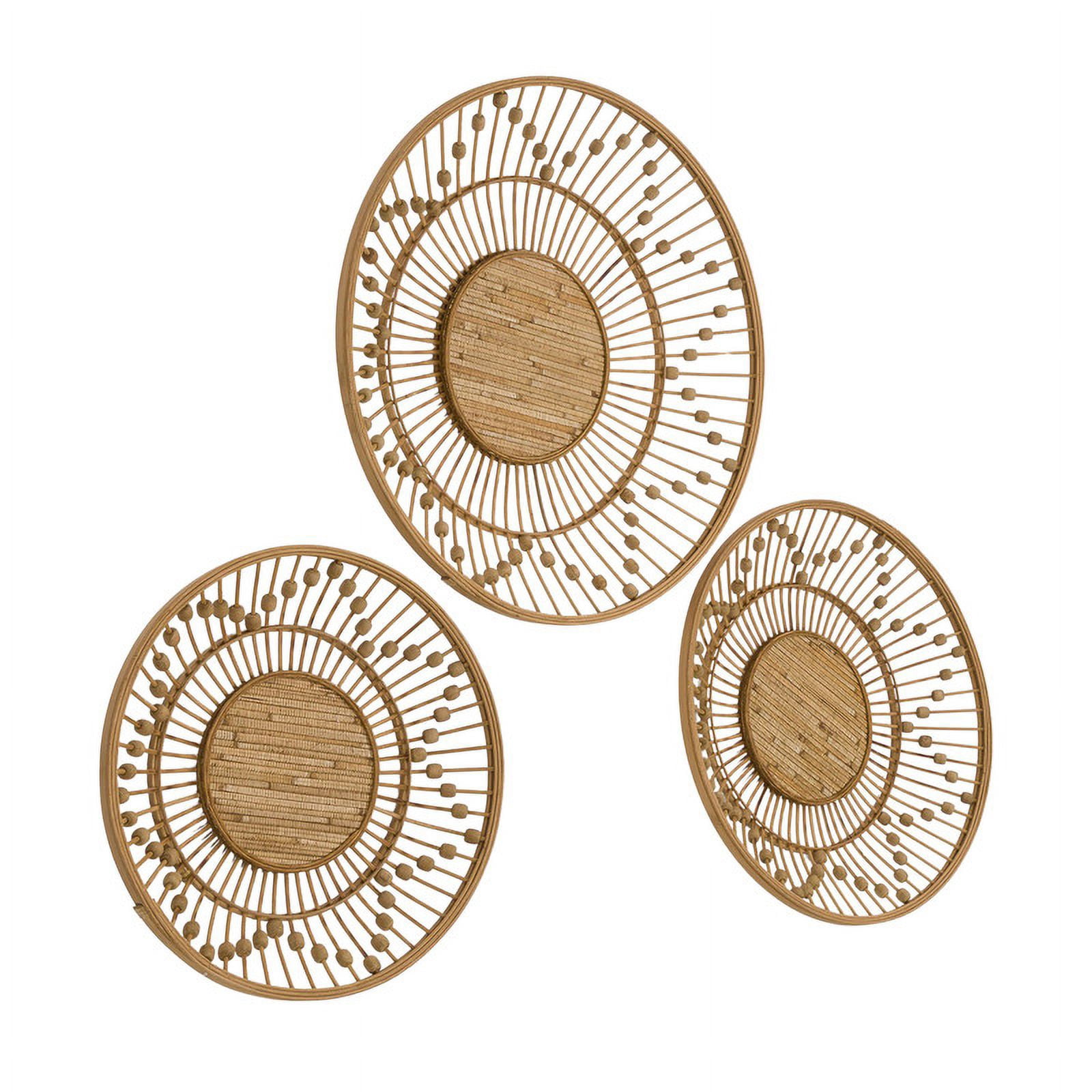 Layana Boho Style Farmhouse Bamboo Wall Plates