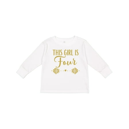 

Inktastic 4th Birthday Gold 4 Year Old Party Girls Girls Long Sleeve Toddler T-Shirt
