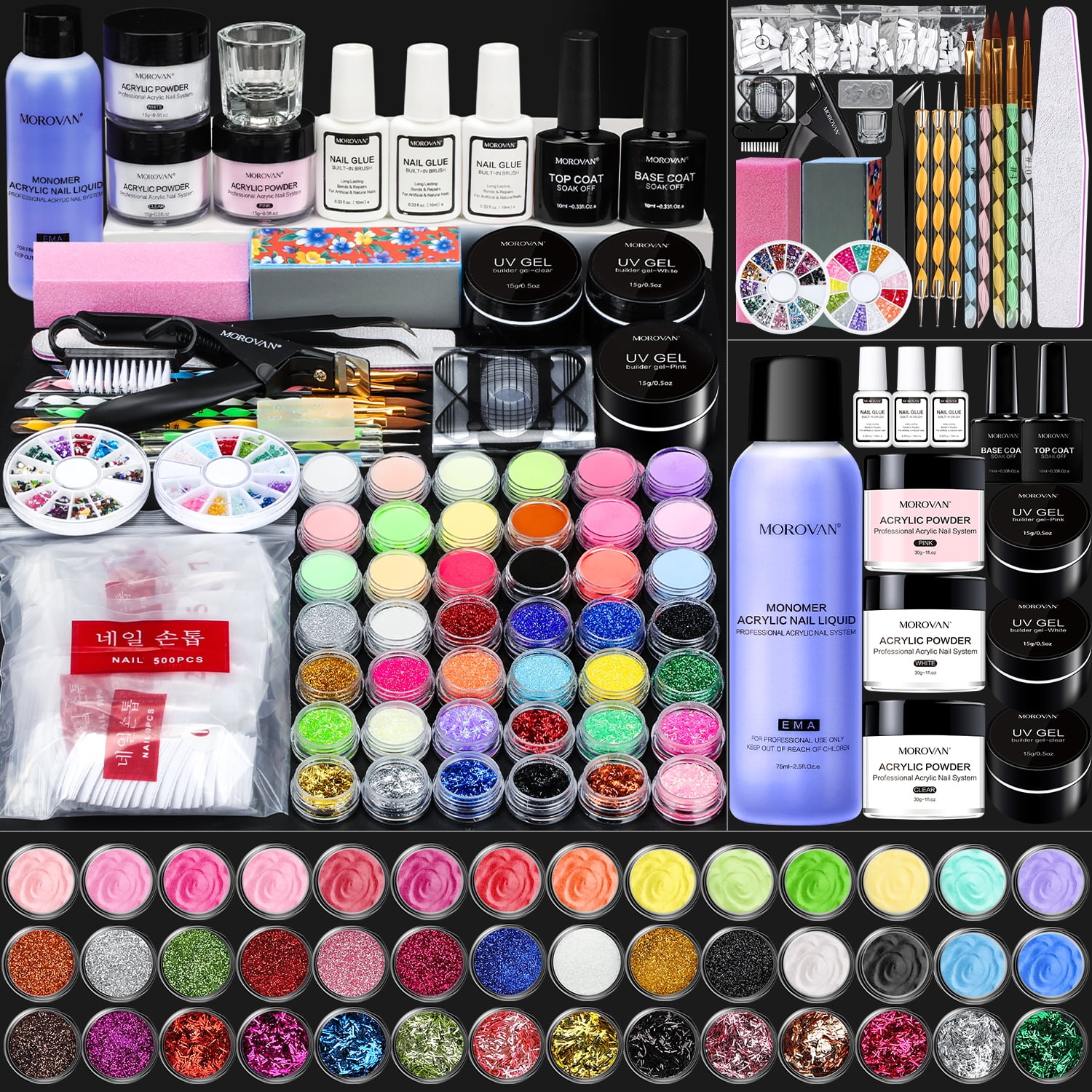 Professional Acrylic Nail Powder and Liquid and Brush Set Nail Kit Manicure  Art | eBay