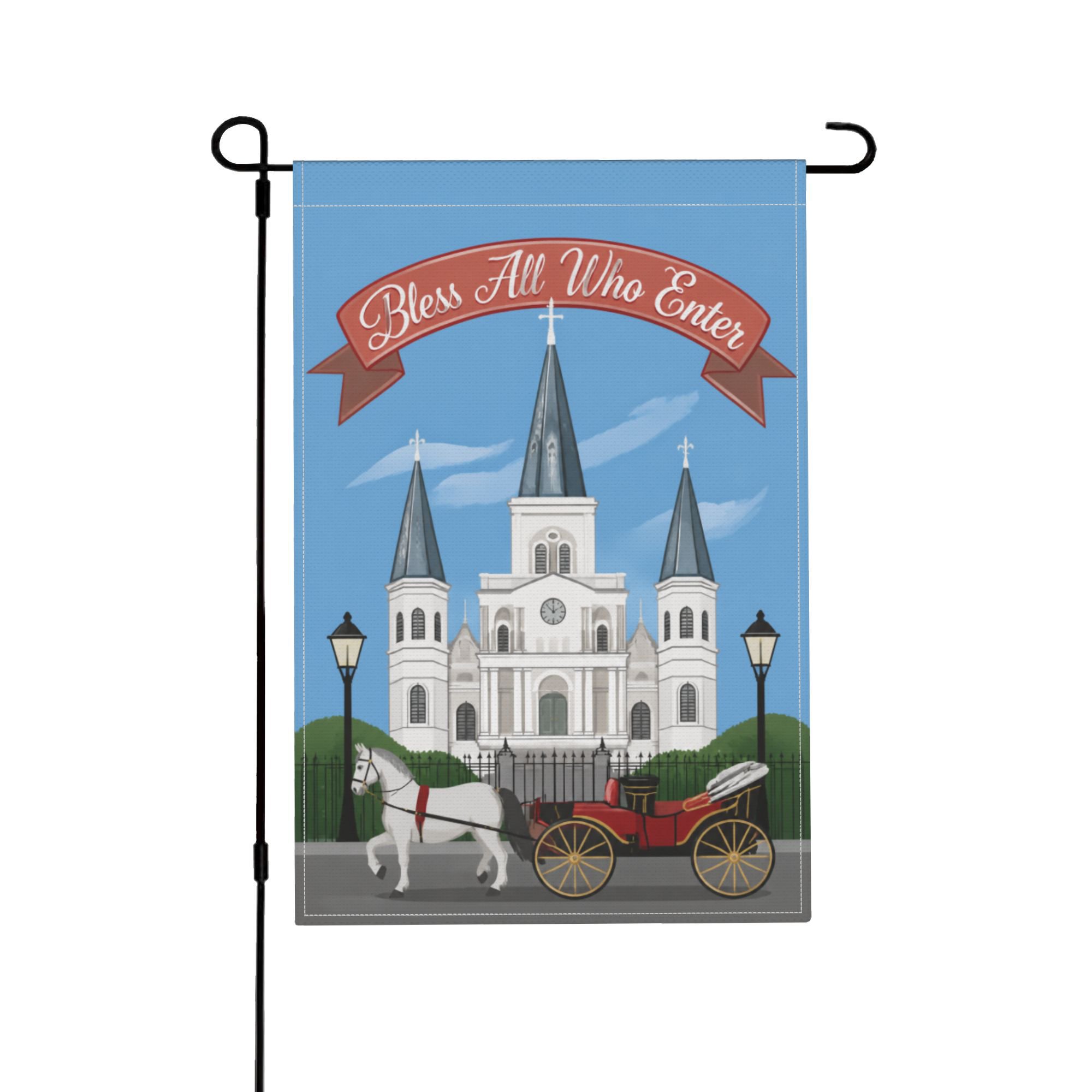 St Louis Cathedral Bless All Magnolia Outdoor Flag Decoration For Garden Yard Or Walkway 12x18 in