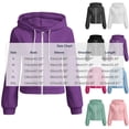 thumbnail image 3 of Dagugfen Sweatshirts for Women Full Zip Drawstring Hooded Long Sleeve Outerwear Sports Casual Jackets with Pockets(M,Purple), 3 of 7