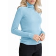 thumbnail image 1 of Suéteres Acanalados para Mujer, Lindos Suéteres de Punto de Cuello Alto, Ajustados y Cálidos Azul un Tamaño, 1 of 9