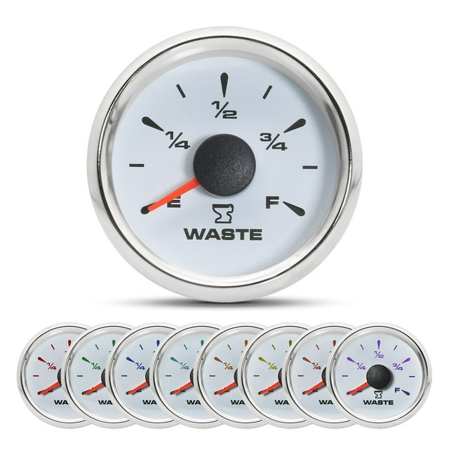 0-190ohm 240-33 Ohm Boat Car RV Holding Tank Level Sensor 52MM Waste Gauge With 7Color Backlight Waste Water Sender Unit Sewage ,High Sensitivity & Precision