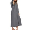 thumbnail image 4 of SWSMCLT Women's Zip Up House Coat Long Robe Long Sleeve House Coat Sleepwear Fall Zipper Pocket Soft Spring Stretchy Dark Grey Large, 4 of 4
