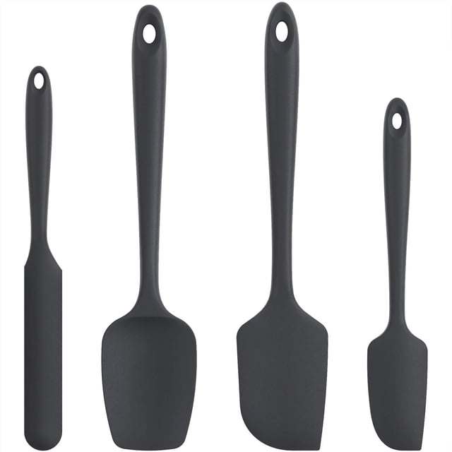 Juego de espátula de silicona resistente al calor de 600 grados Fahrenheit negro
