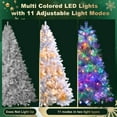 thumbnail image 3 of 6FT Silver Pre-Lit Artificial Christmas Tree with 800 Branch Tips,300 LED Lights and 11 Lighting Modes,Hinged Full Tree with Metal Stand,Slim Christmas Trees for Indoor and Outdoor Holiday Decor, 3 of 7